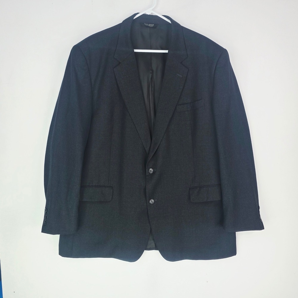 Jos. A. Bank Suit Jacket Blazer 52L Charcoal Gray 100% Wool 2-Button Single Vent